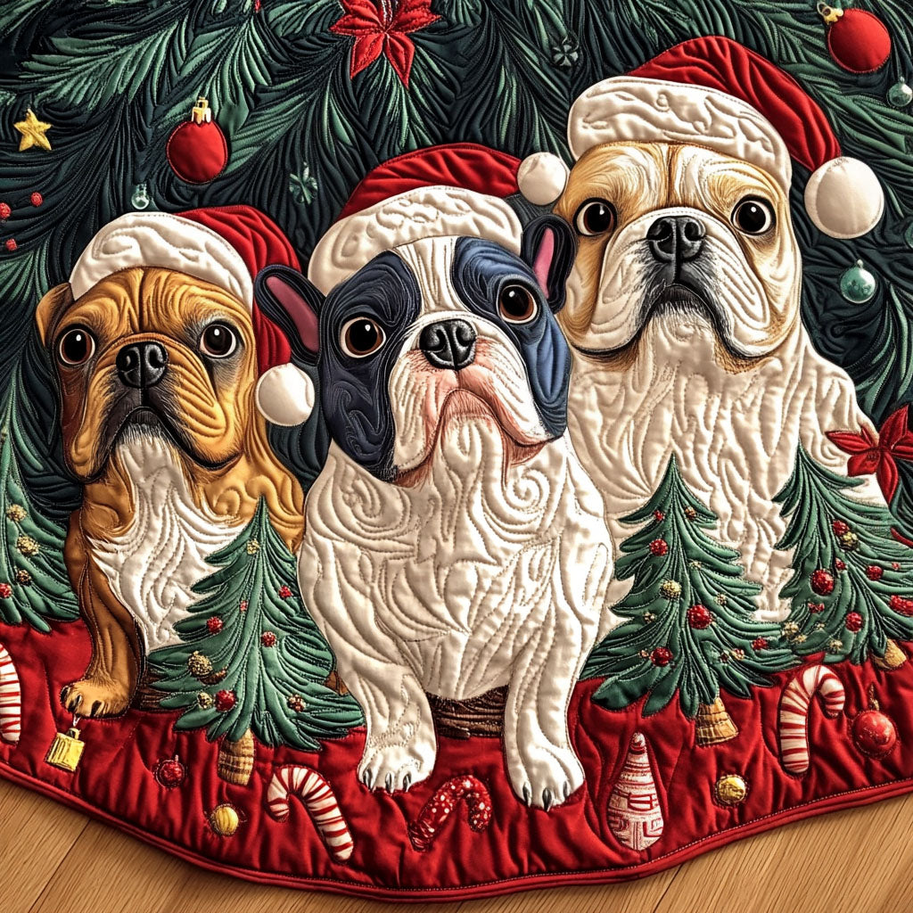 Frenchie Flair Quilted Christmas Tree Skirt NCU0PT2439