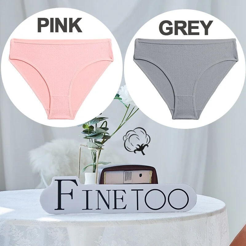 FINETOO 1/2PCS Sexy Panties Women Underwear Cotton Panties Female Underpants Solid Color Soft Woman Briefs M-XL Pantys Lingerie