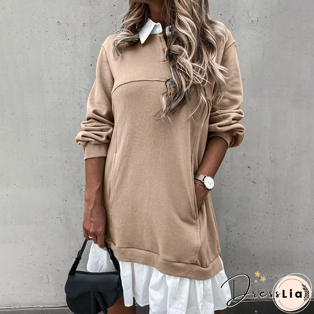 ZANZEA Women Autumn Loose Full Sleeve Sweater Casual Plain Holiday Sweatshirt Dress Plus Size