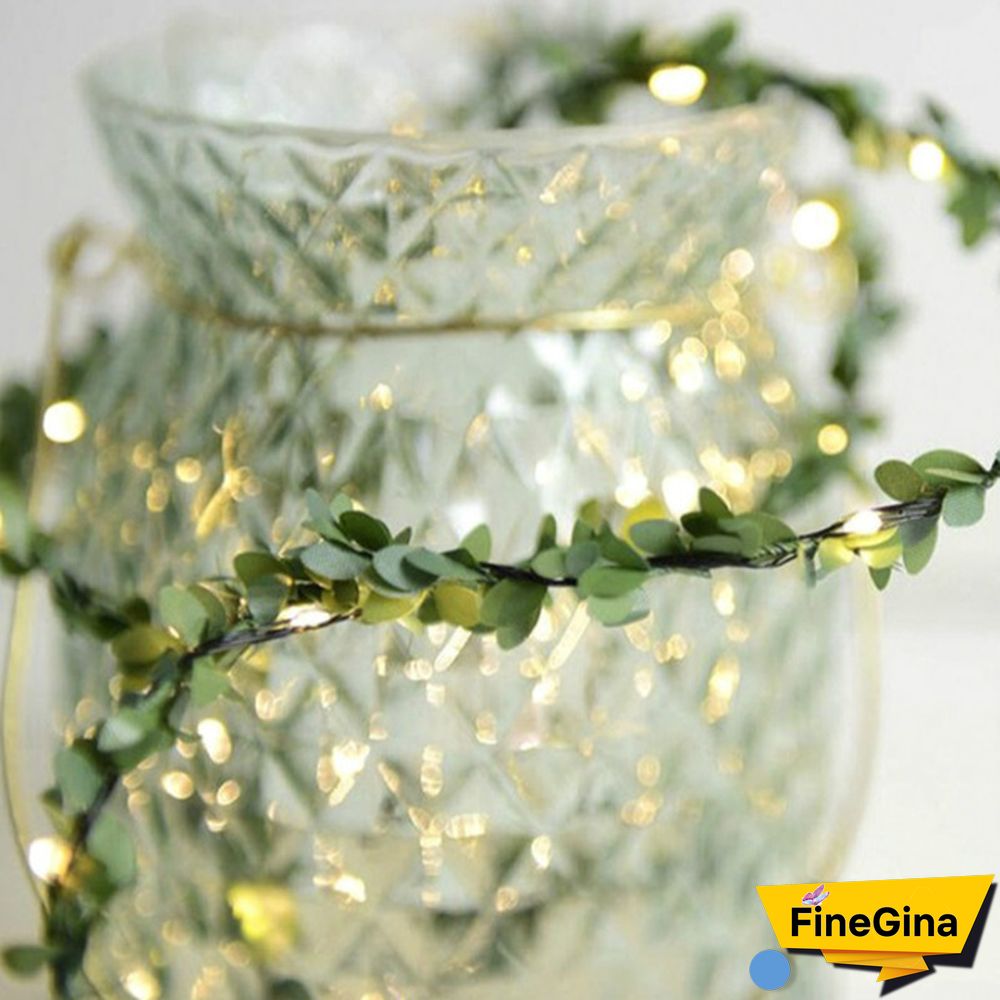Christmas Lights Tiny Leaves Garland Fairy Light Led Copper Wire Battery String Lights For Wedding Forest Table Christmas Home