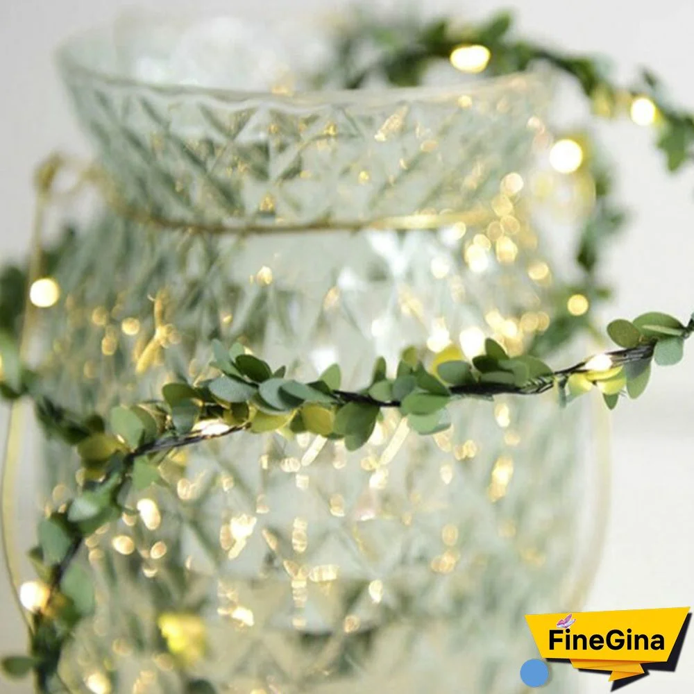 Christmas Lights Tiny Leaves Garland Fairy Light Led Copper Wire Battery String Lights For Wedding Forest Table Christmas Home