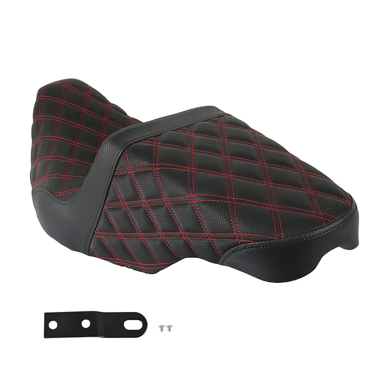 SEBLAFF Seat Cushion Red Lattice Stitch Step 2 Up Seat Carbon Fiber Replacement for Touring 2008-2020