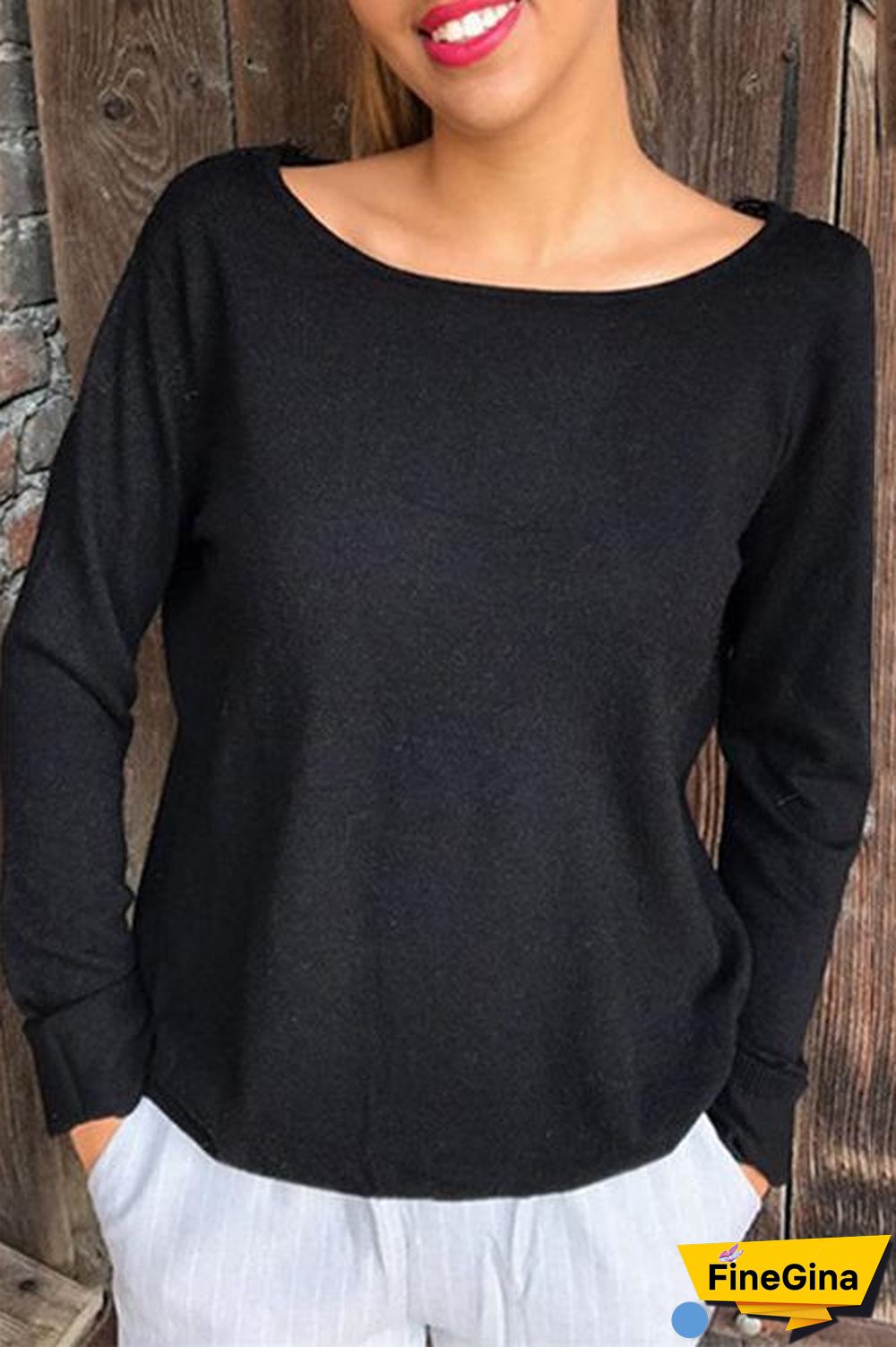 Lace-paneled Halter Long-sleeved T-shirt