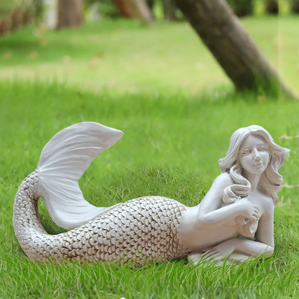 Resin Mermaid Figurine Statue Room Garden Office Master Gift Yard Decor
