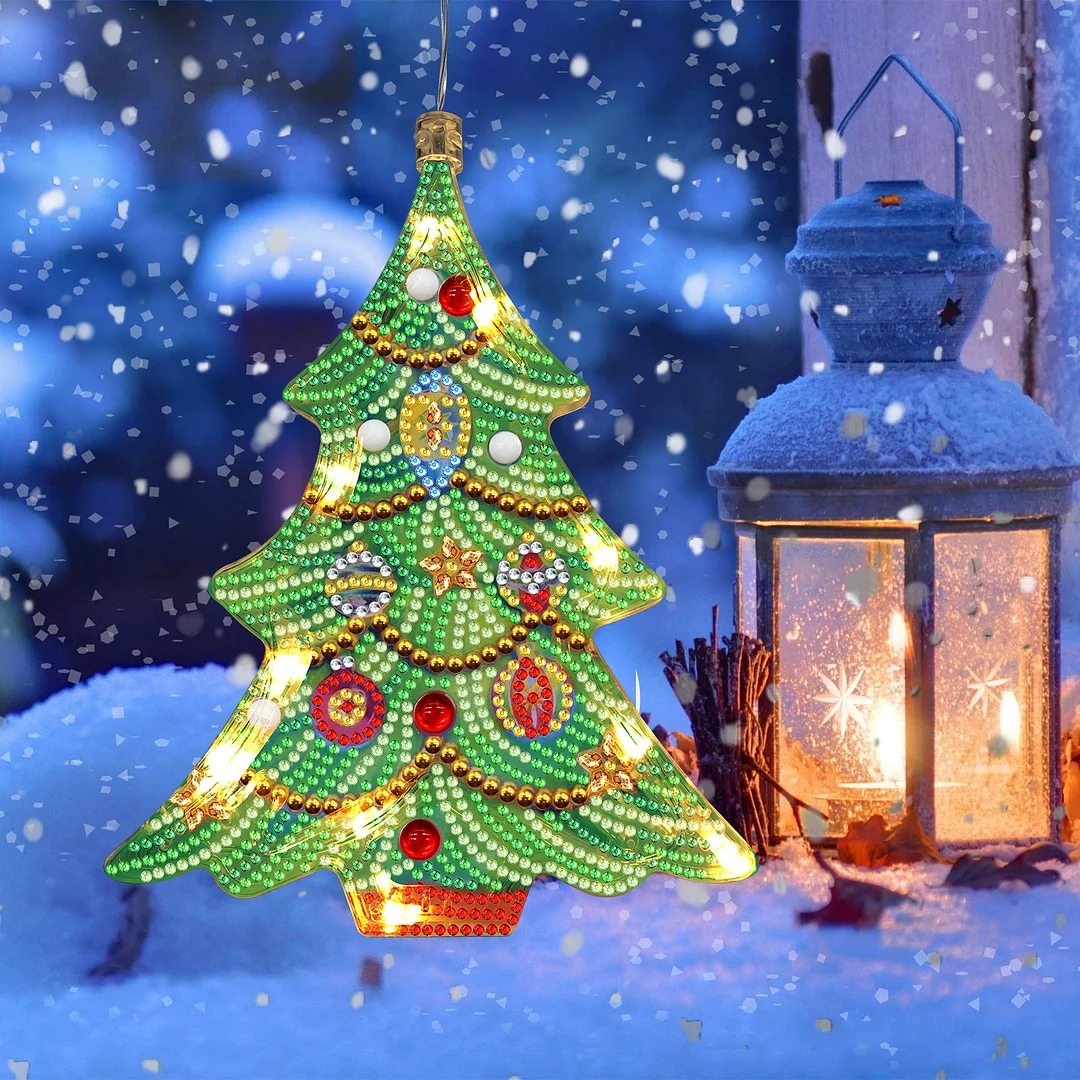 5D Christmas Diamond Painting Hanging Light Festive Rhinestone Lamp Pendant