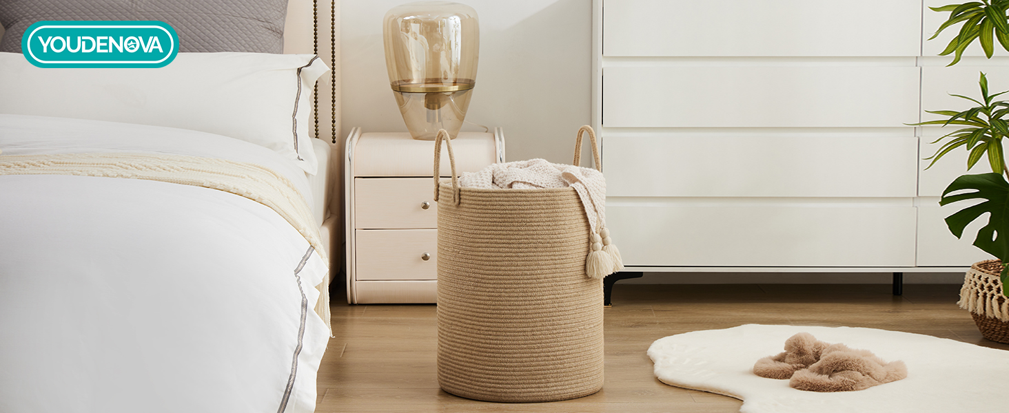  WOVEN ROPE LAUNDRY HAMPER BASKET TALL LARGE