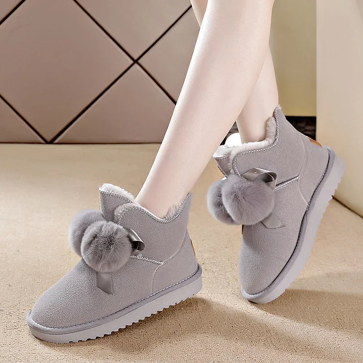 Women Warm Winter Boots Waterproof Faux Fur Boots Ankle Snow Boots Pompom Winter Booties shopify Stunahome.com