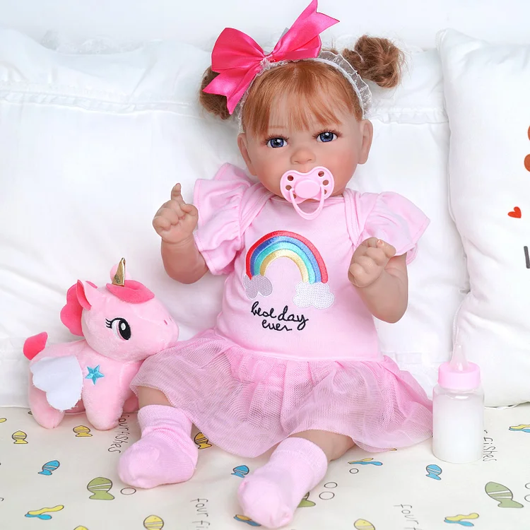 Babeside Doreen 20'' Realistic Reborn Baby Doll Smiling Girl Rainbow Candy Pink
