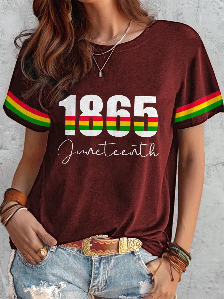 VChics Celebrate Juneteenth Print Casual Cotton T-Shirt