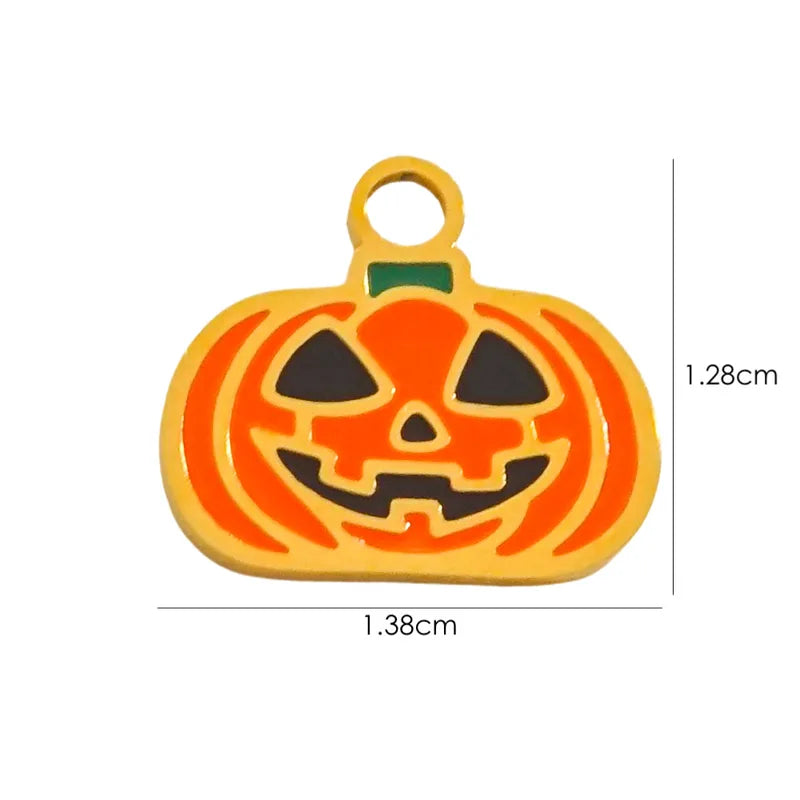 1 Piece 10*14.8mm 8.3*14.8mm 9.1*15.2mm 304 Stainless Steel 14K Gold Plated Pumpkin Skull Grimace Pendant Jewelry Accessories