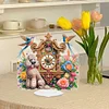 Acrylic Special Shape Flower Bird Diamond Painting Clock Ornaments Kit