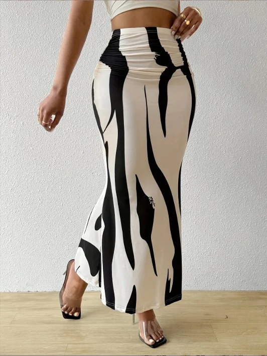 Zebra pattern slim and tall hot selling half-length tight high waist fishtail pencil skirt