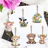 6pcs/set DIY Diamond Painting Special Shape Double Sided  Diamond Art Keyring Keychain Kit (Calf)