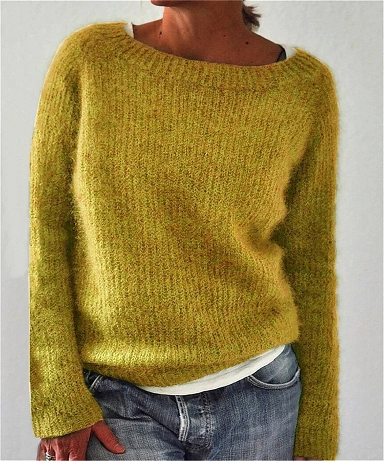 Casual Solid Color Knitted Sweaters