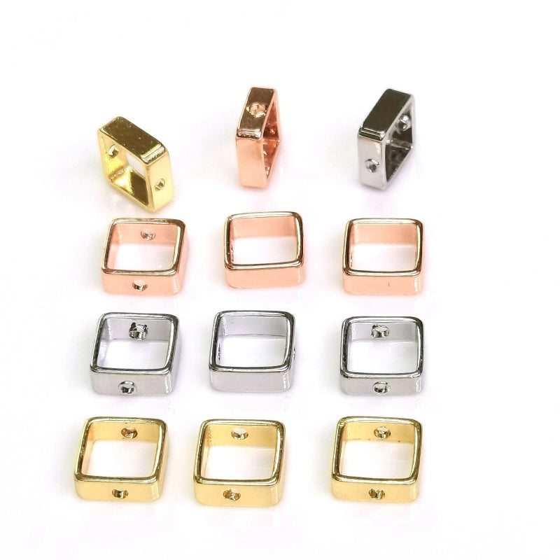 50 PCS/Package Diameter 10mm Diameter 8mm Copper Square Bead Ring Beads