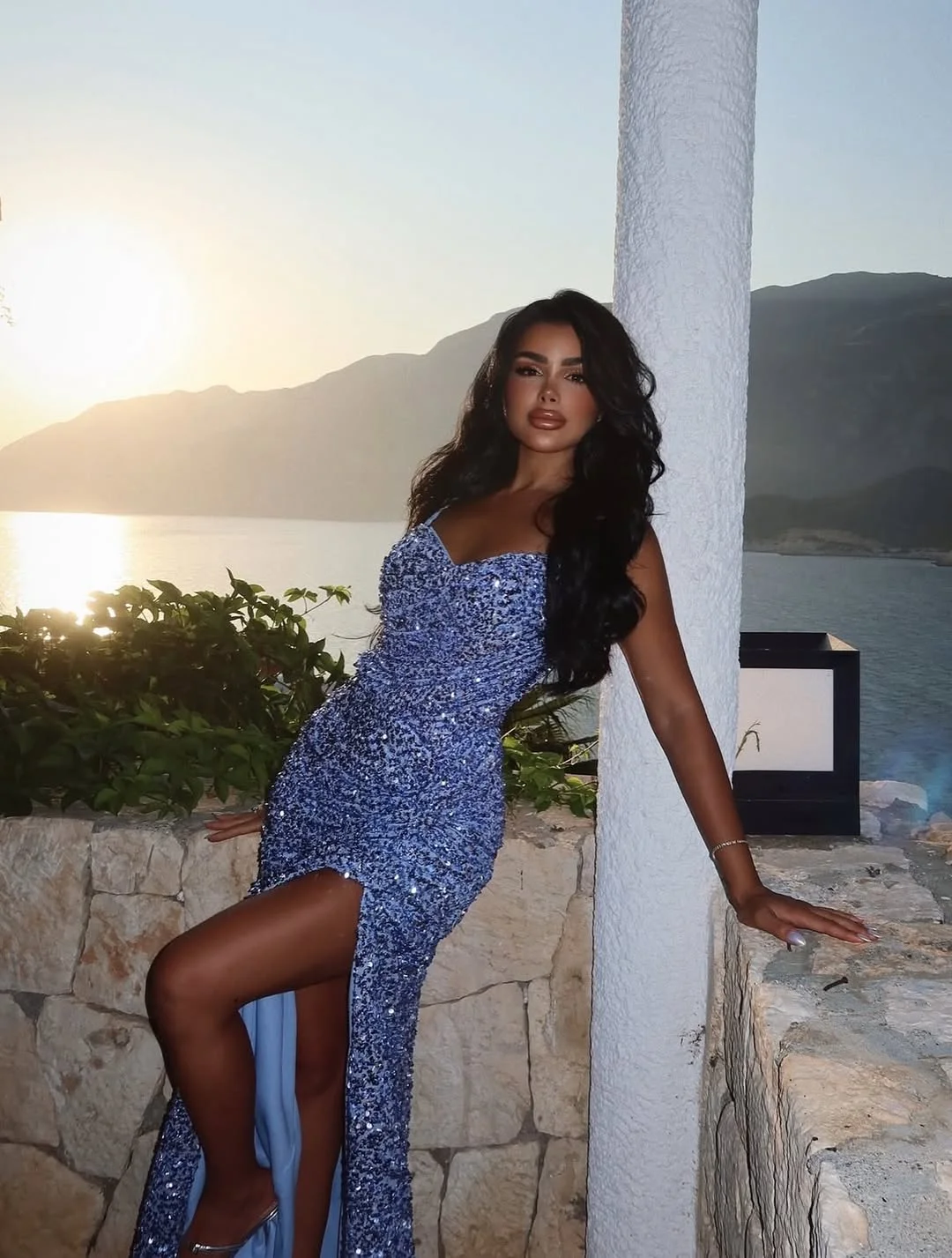 Miabel Stunning Sequins Sleeveless Spaghetti Strap Prom Dress with Split   