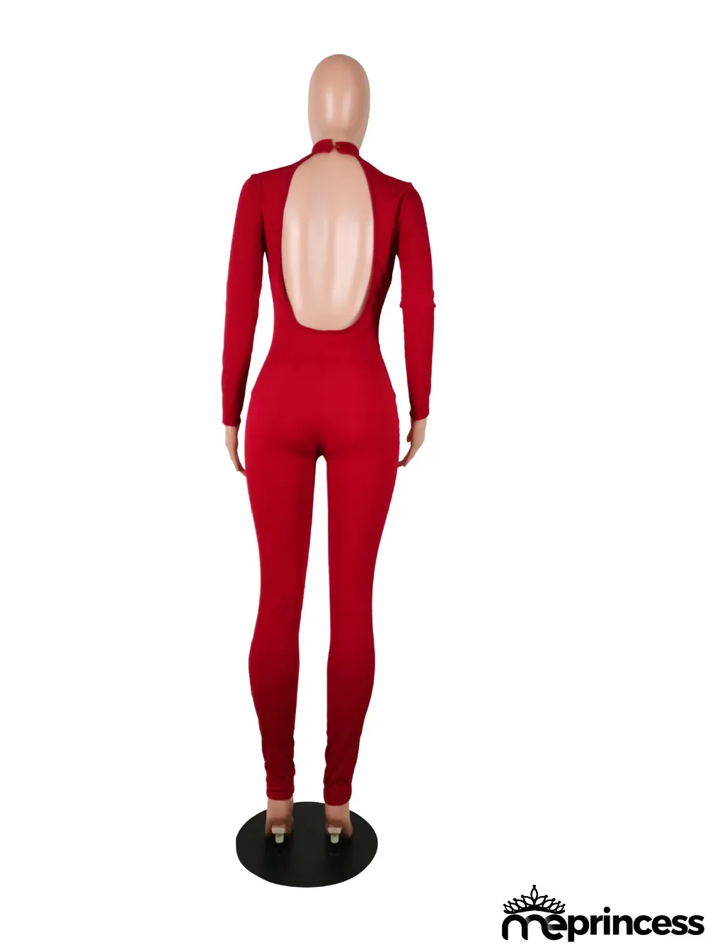 Hot Sale High Neck Nude Back Sexy Solid Color Small Pit Strip Jumpsuit