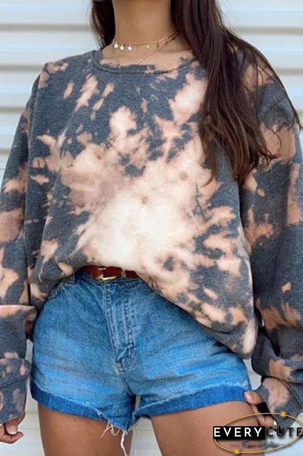 Tie-dye Print Long-sleeved Sweatshirt P15988