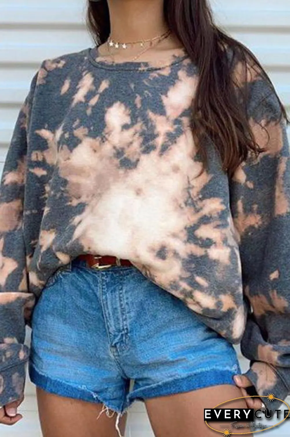 Tie-dye Print Long-sleeved Sweatshirt P15988