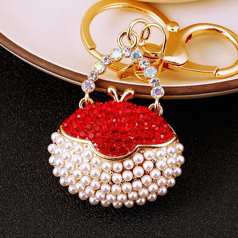 Elegant Korean Style Bag Metal Inlay Rhinestones Women’s Bag Pendant Keychain