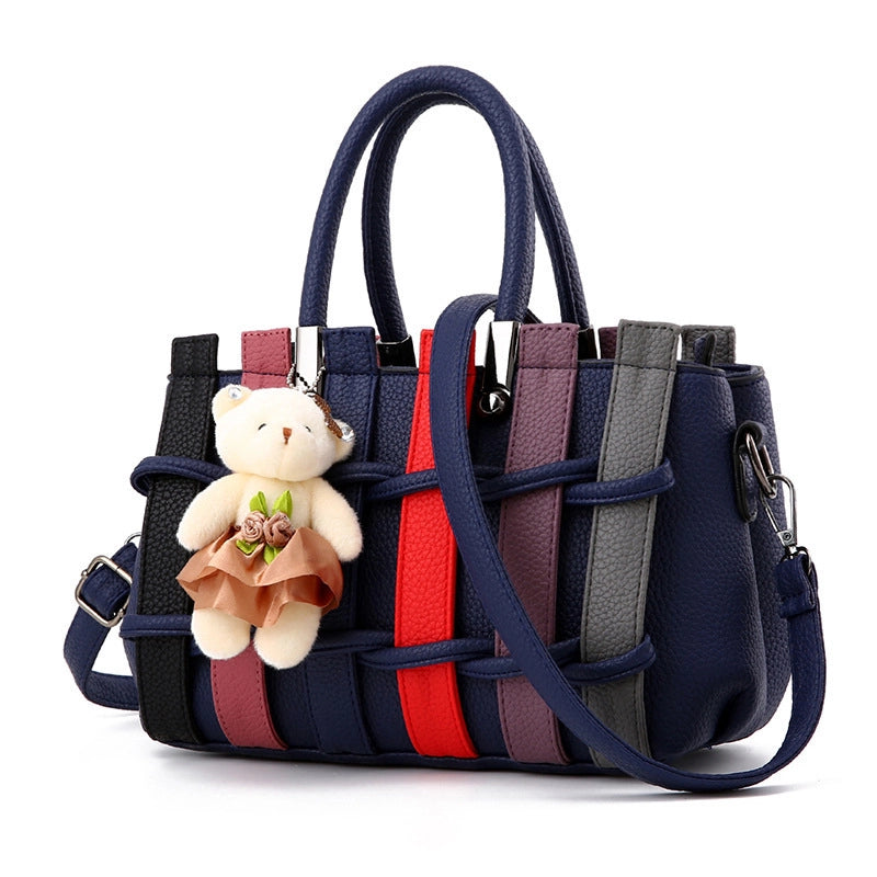 Bags New Woven Handbag Japanese And Korean Bear Pendant Shoulder Crossbody Bag