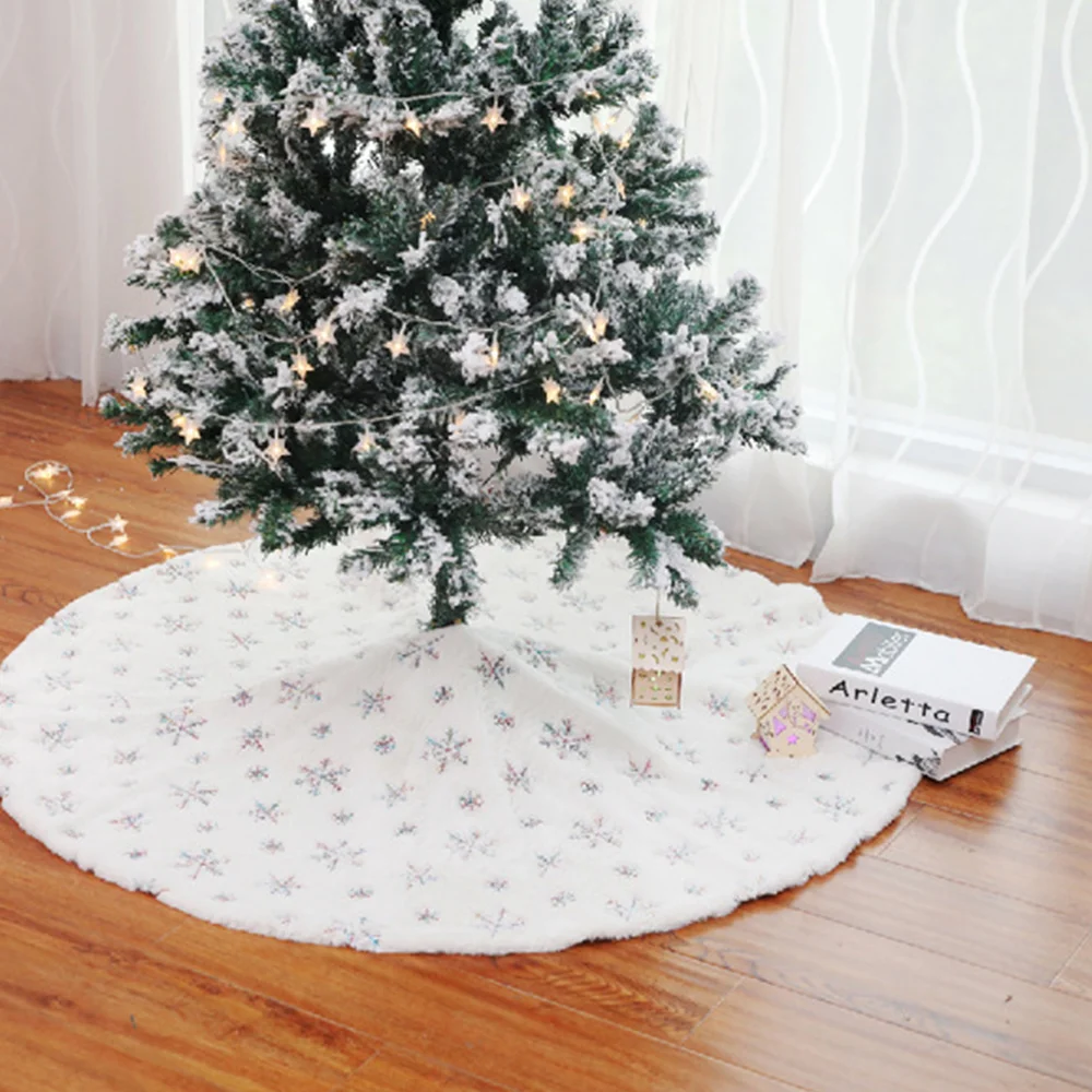 Plush snowflake sequin Christmas tree skirt decorations