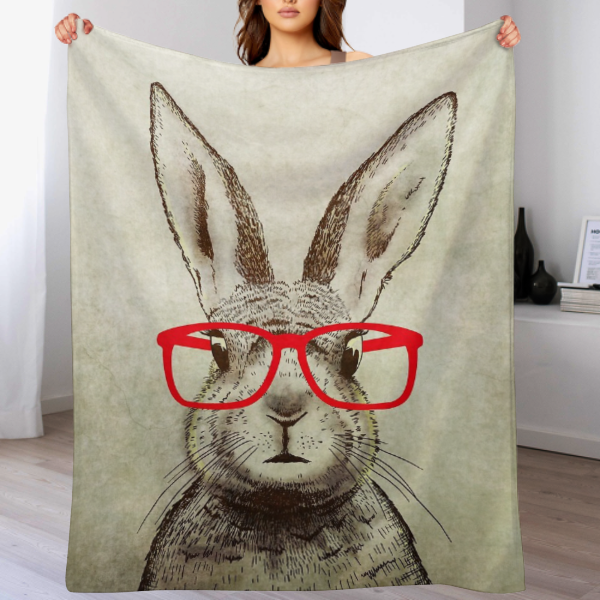 Comstylish Anti-pilling Flannel Easter Bunny Print Blanket