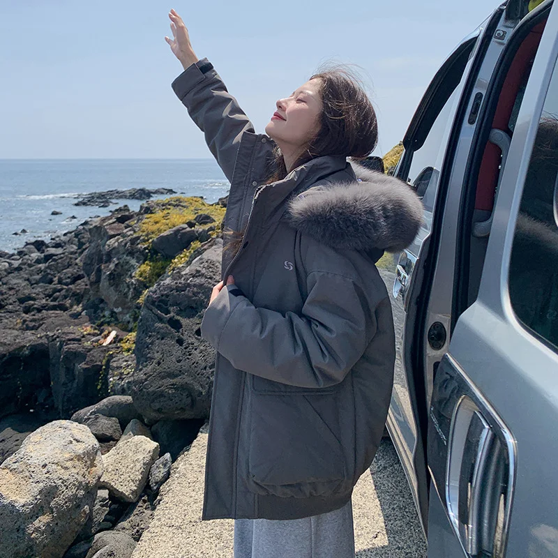 Toloer Real Photo Wool Collar Cotton-Padded Jacket Women Winter 2024 New Thickened Design Sense Loose Tooling To Overcome Cotton-Padded Jacket Jacket-Outfit Ideas