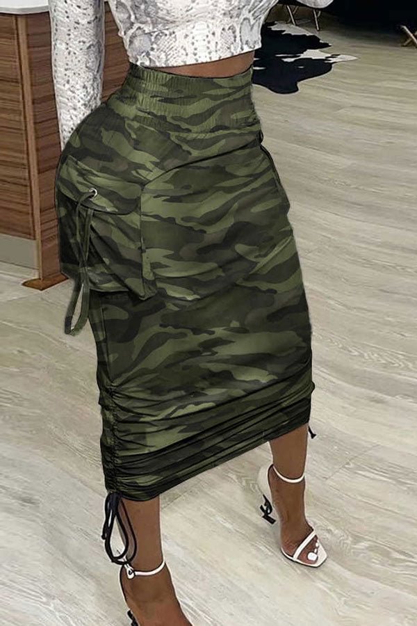 Camouflage On-trend Drawstring Skirt