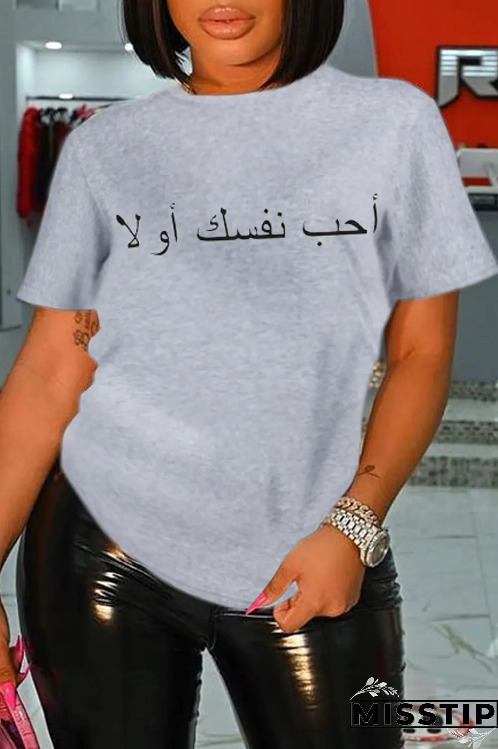 Orange Casual Daily Print Patchwork O Neck T-Shirts