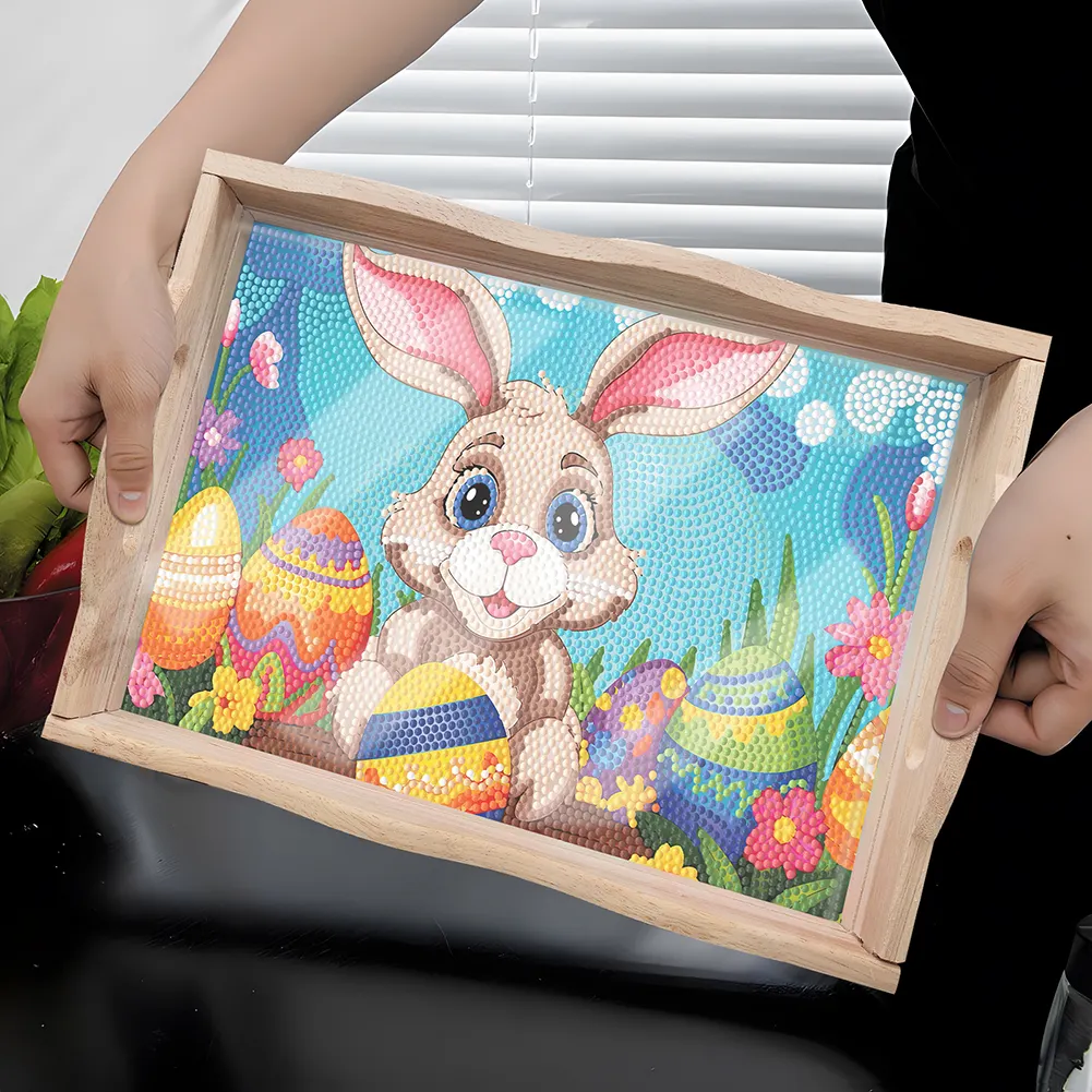 DIY Easter Bunny Diamond Painting Nesting Food Trays with Handle for Serving Food