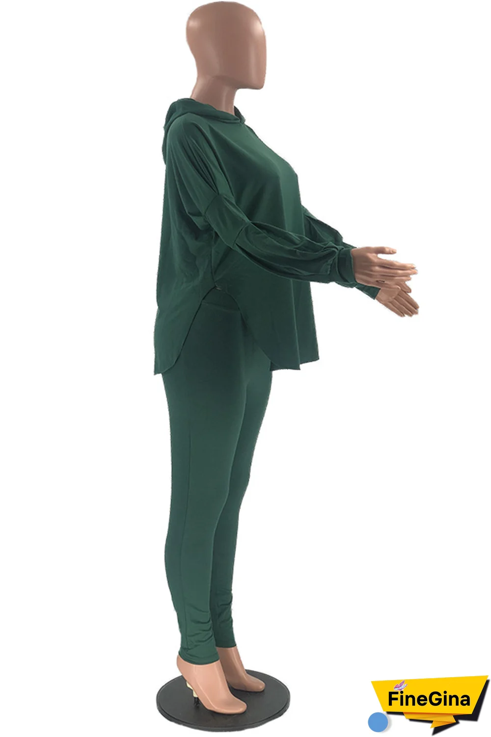 Pink Street Solid Patchwork Hooded Collar Long Sleeve Two Pieces