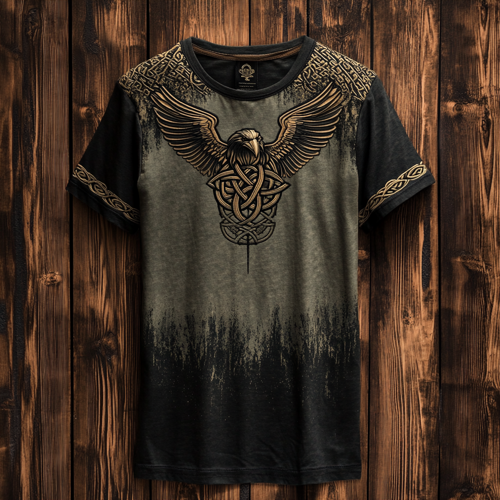 Men's Viking Life Of Tree Vintage Eagle Knot Art T-Shirt