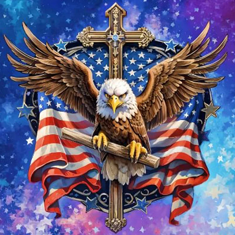 Independence Day Flag Eagle 40*40CM (Canvas) Full Round Drill Diamond Painting gbfke