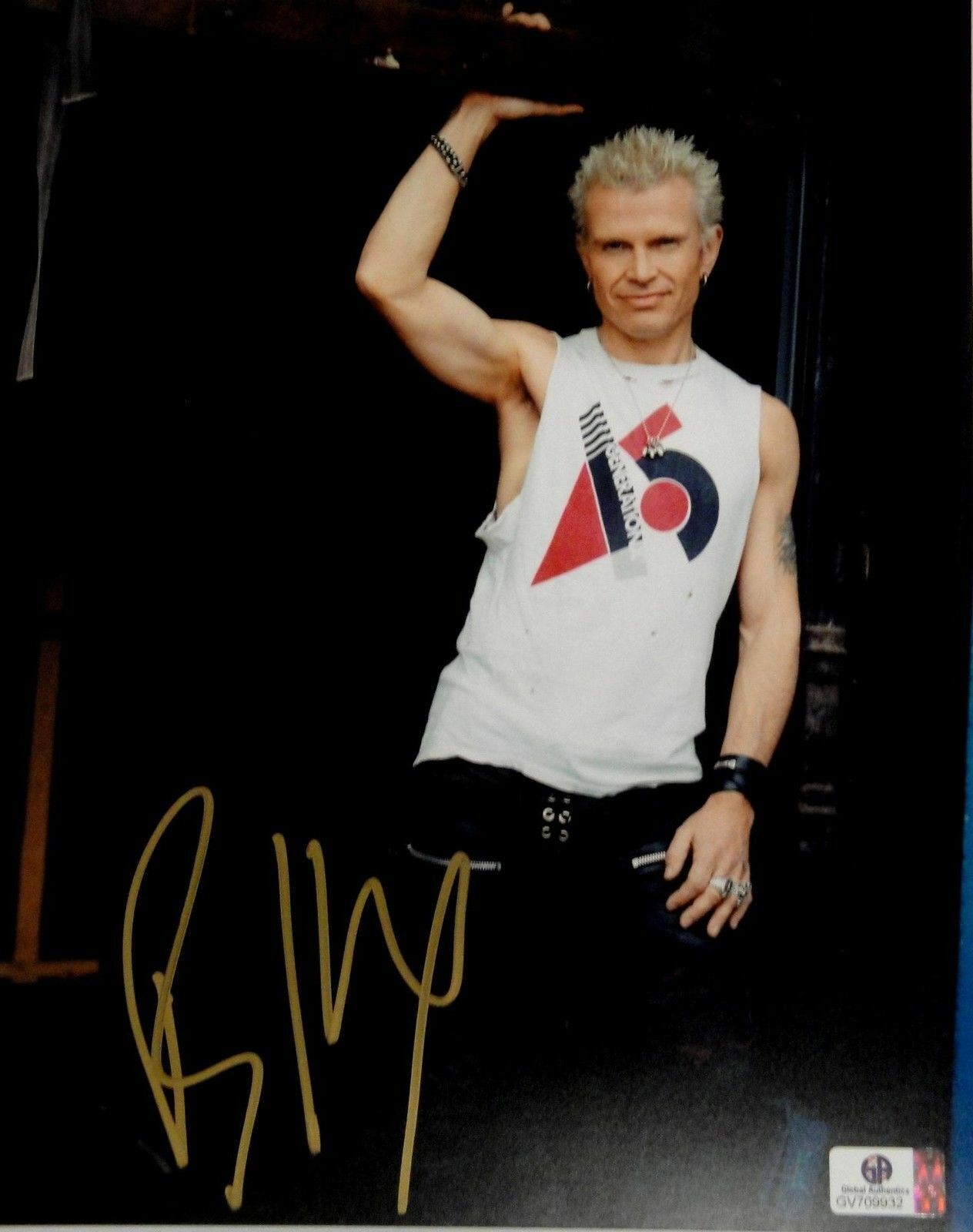 Billy Idol Autographed 8x10 Photo Poster paintinggraph Sexy Eyes In White T Shirt GA 709932