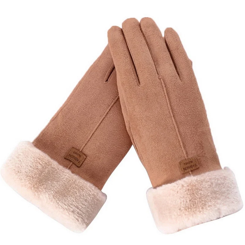 Women Fashion Winter Cute Furry Warm Mitten Gloves