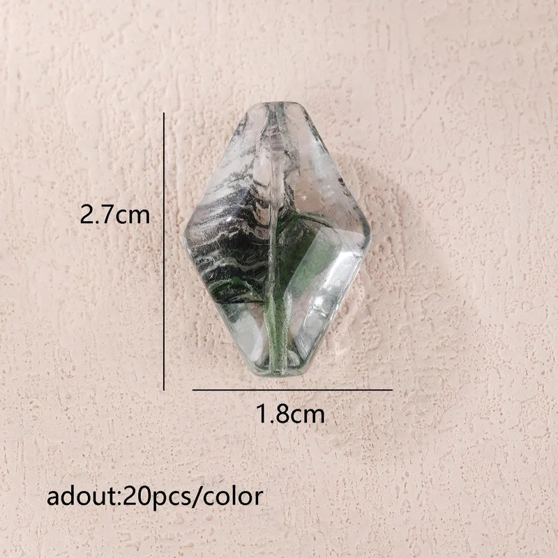 10 PCS/Package Hole 1~1.9mm Glass Round Water Droplets Rhombus Pendant Beads