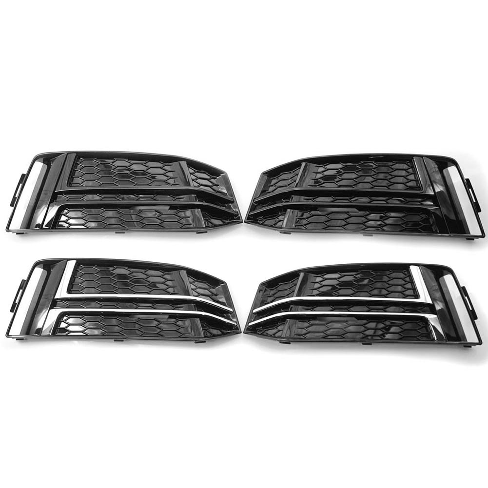 

Front Bumper Lower Grille Fog Light Grill for Audi A4 S4 B9 S-Line 16-18, Black, 501 Original