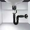 3In1 Bathroom Sink Drain Kit Flexible P-Trap Drain Pipe Replacement with Pop Up Stopper Expandable Flexible Downspout Pipe Anti Odor Filter Water Pipes