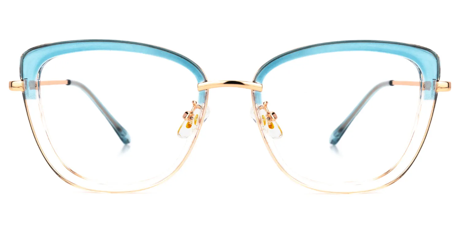 Leah Blau Kristall Cateye Brille Blau