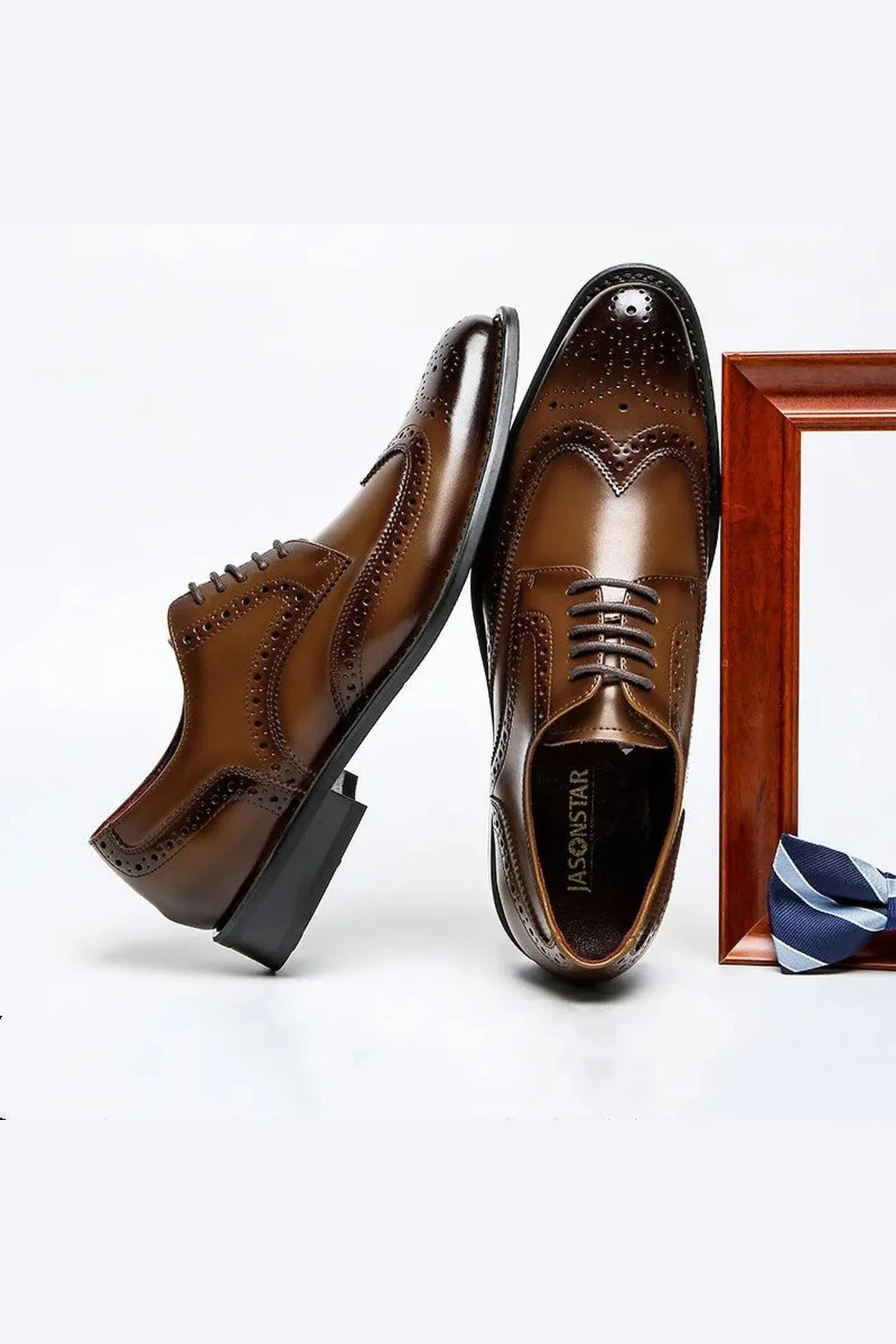 Men's Perforated Leather Oxford Shoes &ndash; Formal Brogue Detailing