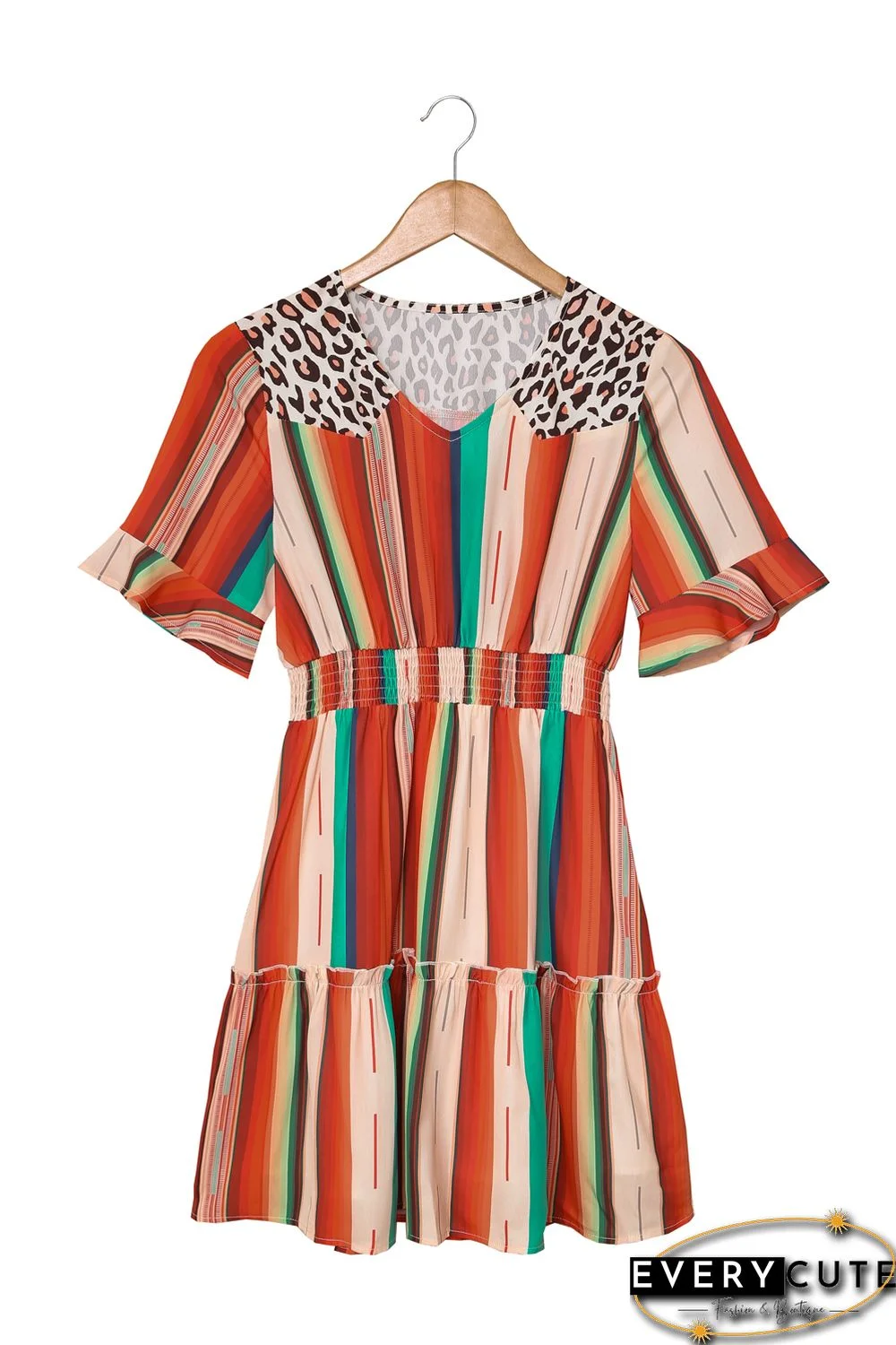 Serape Striped Leopard Mini Dress