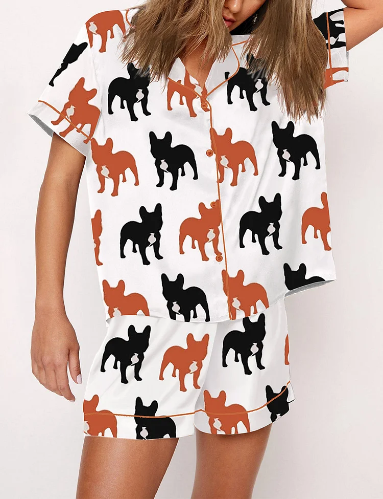 Women's Frenchie Short Sleeve Pajama Set
