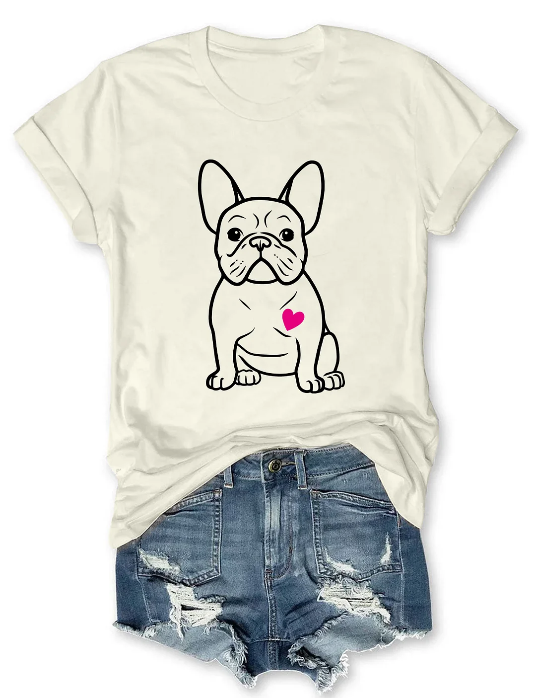 French Bulldog Heart T-shirt