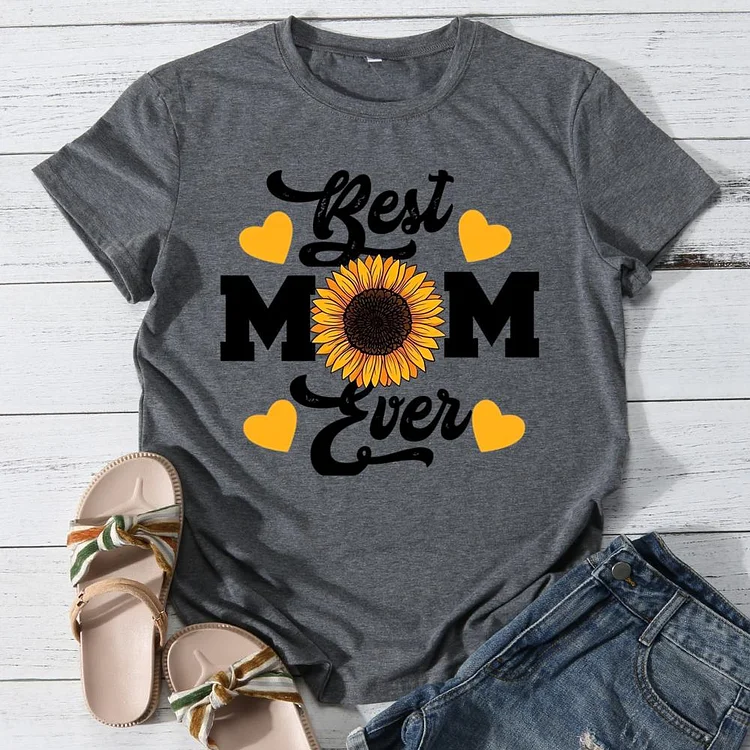 Best mom ever Round Neck T-shirt-0026011