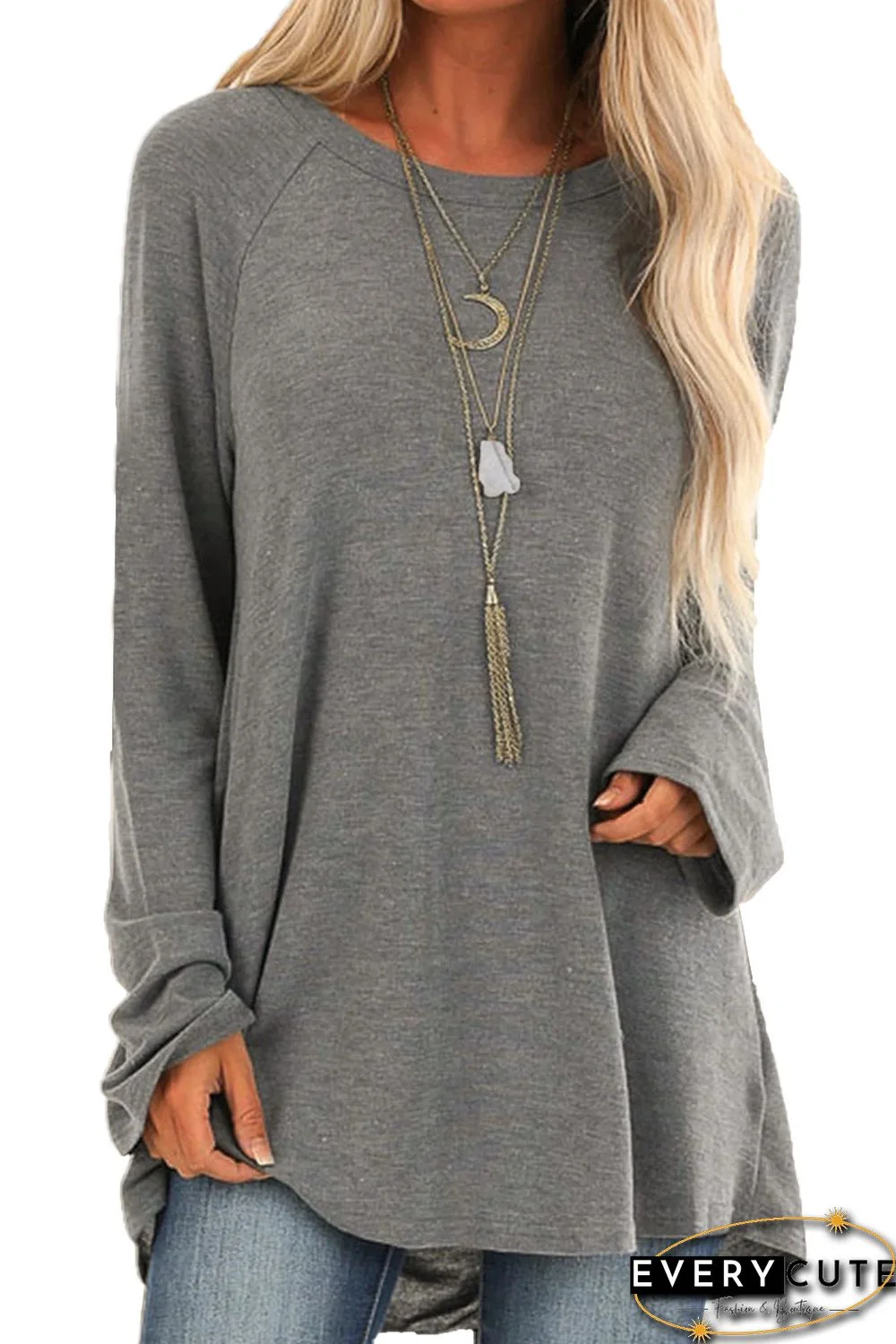 Gray Knit Tunic Top