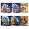 6Pcs DIY Wolf Owl Lion Diamond Painting Greeting Card 
