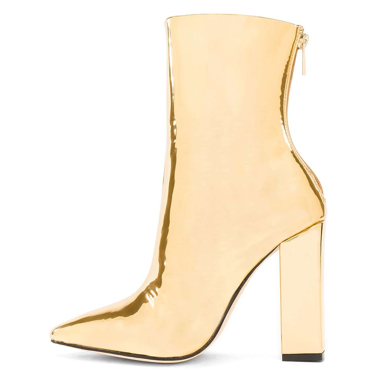 GOOSHOE Gold Chunky Heel Ankle Boots - Metallic Finish