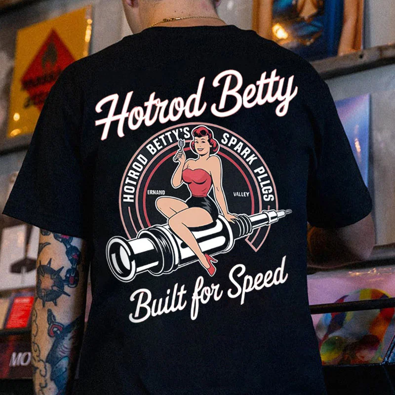 HOTROD BETTY BUILT FOR SPEED Sexy Lady Print Men's T-shirt
