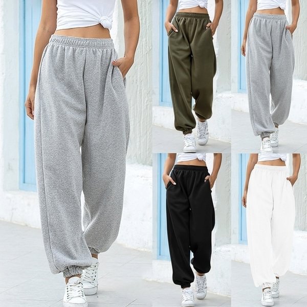 Women's Fashion Loose Casual Solid color Long pants high waist Summer harem pants sport pants joggerpant - Shop Trendy Women's Clothing | LoverChic